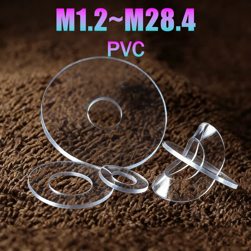 PVC Clear Flat Washer 1.2mm-28.4mm Transparent Gasket Sealing Washer PVC Plastic Washer Spacer for Shower Door Handle Water Pipe