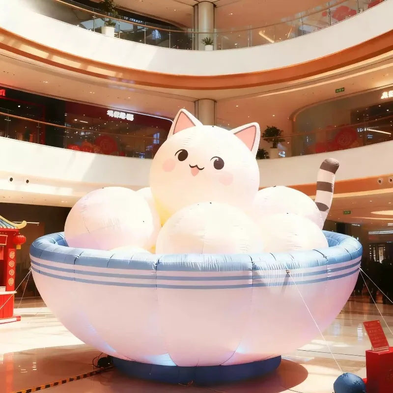 Cute cartoon inflatable dumpling air mold large Lantern Festival white round modeling shopping mall performance props Mei Chen