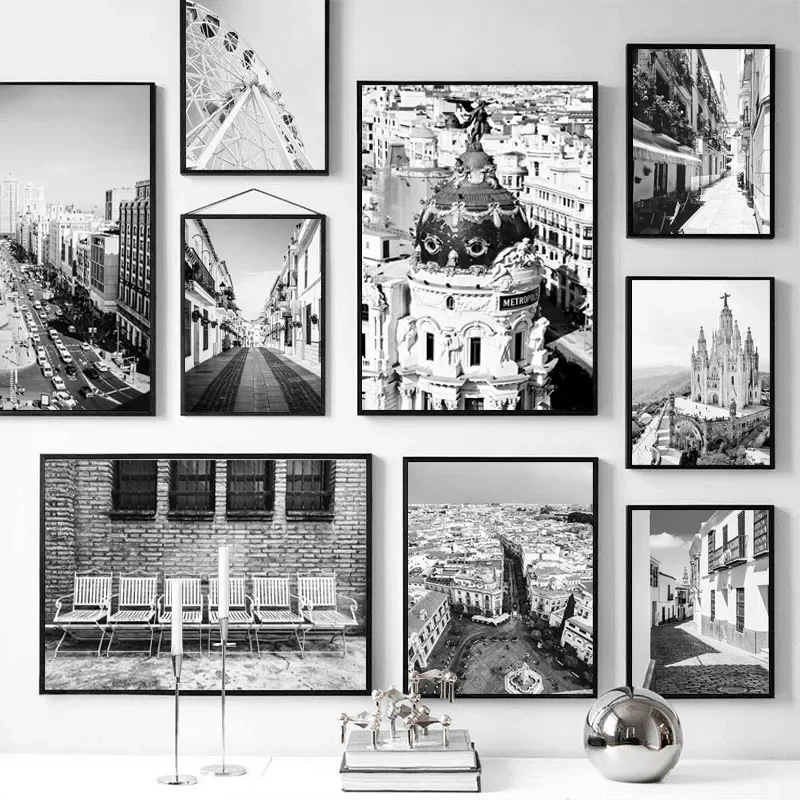 Madrid Spain Wall Art Poster Street Scenery Canvas Paintings on The Wall Posters and Prints for Living Room Home Decor Pictures