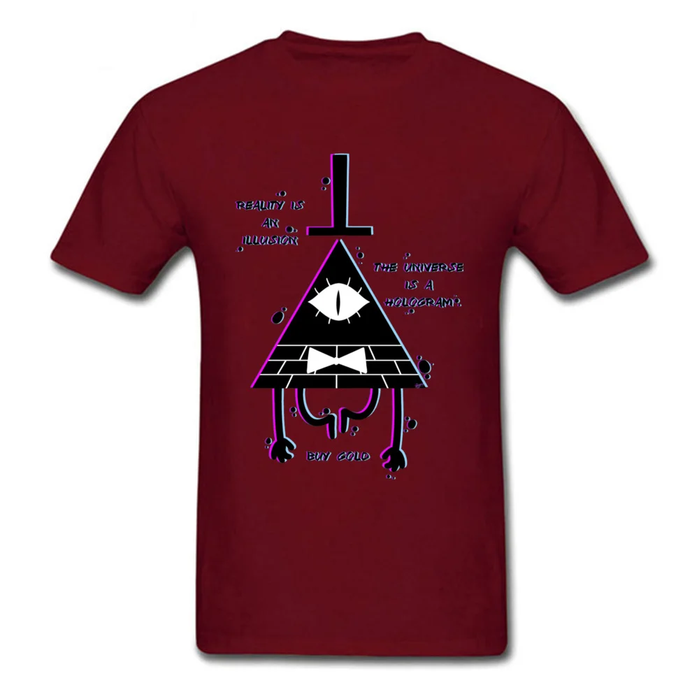 Men Tshirt Illusion Gravity Fall T Shirt Illuminati T-shirt Oversized Polyster Crewneck Geometric Pattern Funny Causal Clothing