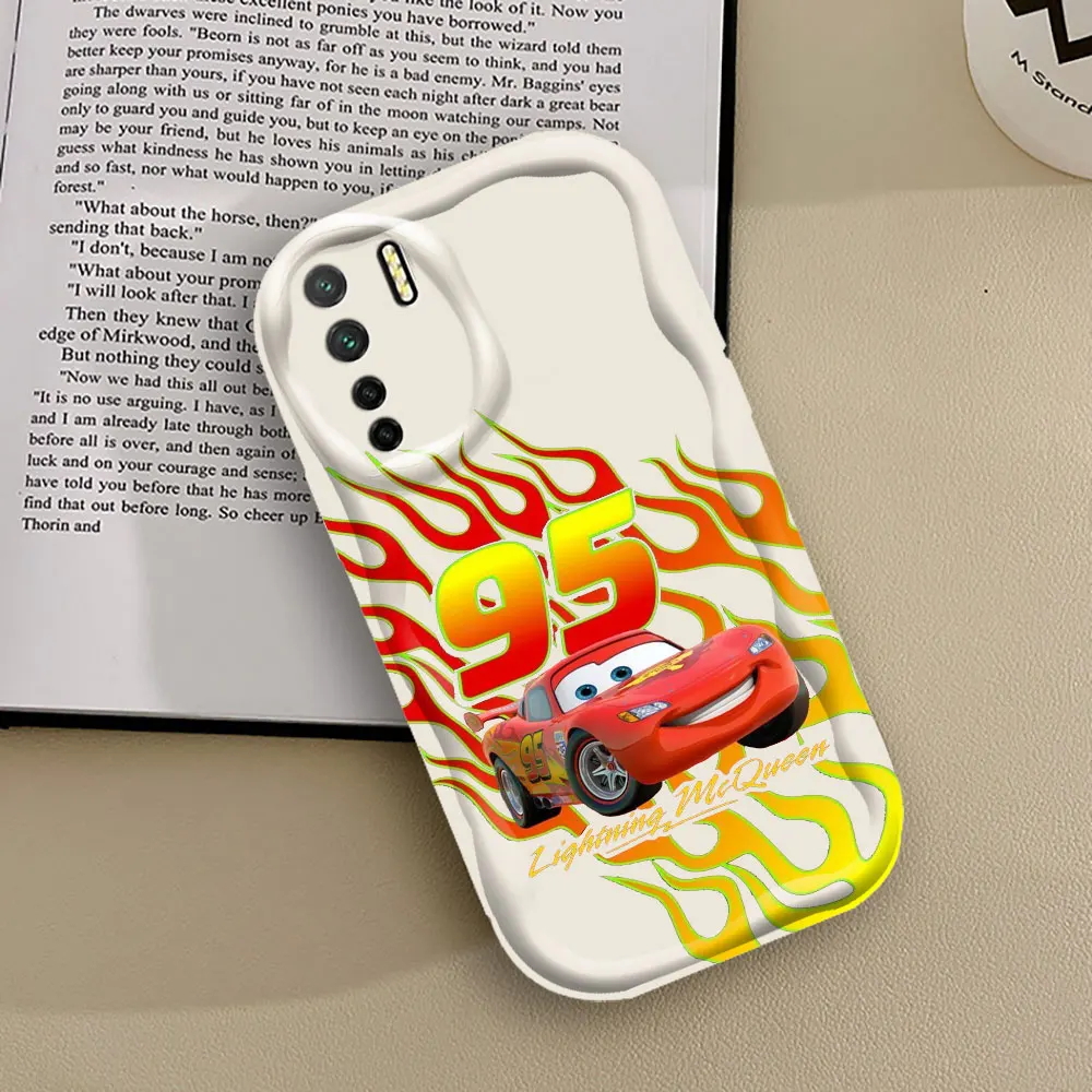 Disney Cars Lightning McQueen Phone Case For OPPO A98 A94 A93 A92 A79 A78 A76 A74 A60 A58 A57 A55 A54 A53 A38 2020 3D Wave Cover