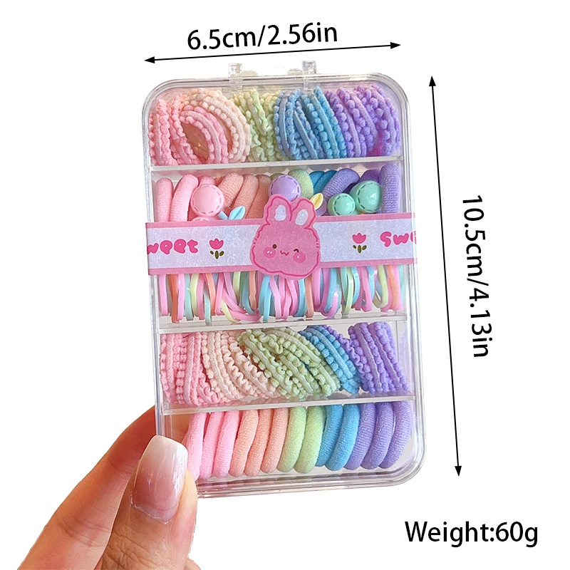 100 Stück/Box 2026 Neue Bonbonfarbene Koreanische Haaraccessoires für Kinder Hochelastische Schonende Haargummis Haarklammern für Mädchen Kleinkind Geschenk – Detail 1