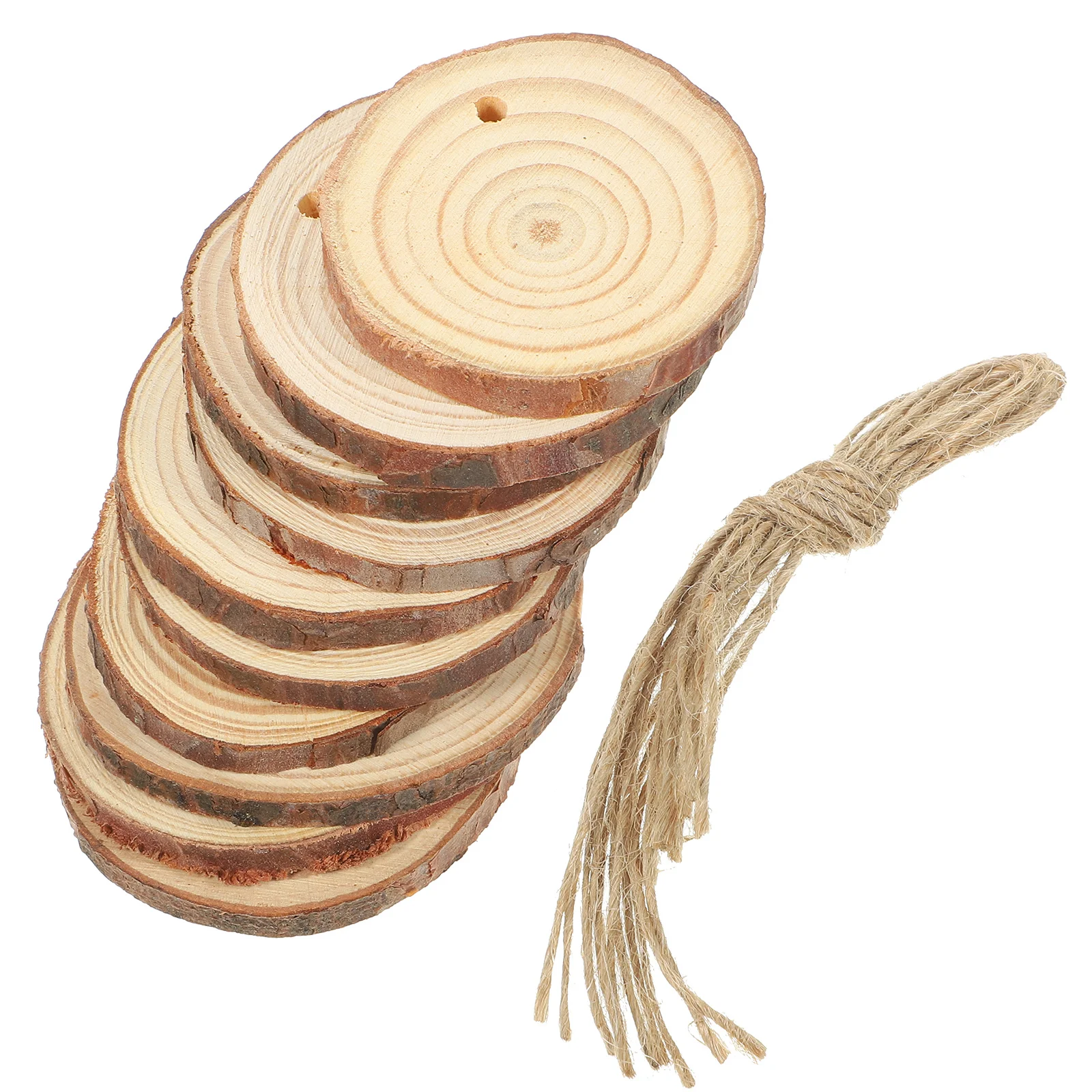 10 قطعة شريحة خشبية غير مكتملة الحلي لعيد الميلاد الحرف ريفي قلادة خشبية الجدار الديكور الحرفية أطقم دوائر محور