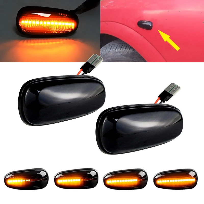 2xDynamiczne LED-owe kierunkowskazy w błotnikach do Opel Astra G 1998-2009 Zafira A 1999-2005, boczne światła obrysowe, lampy 2000 2001 2002 2003 2004