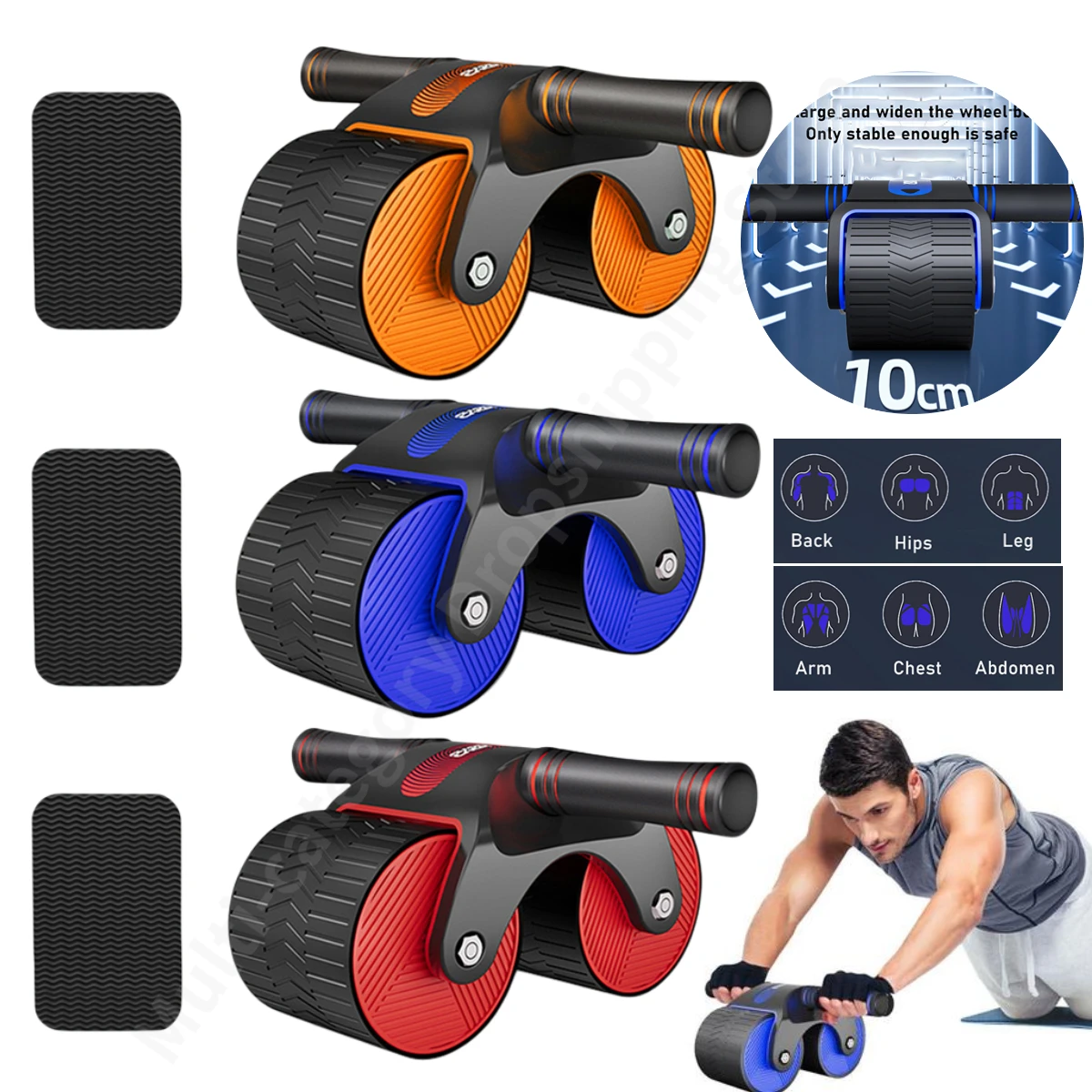 Abs Wheel Roller Automatic Rebound Abdominal Wheel Mute Training Exerciser Arm Muscles Bodybuilding Slimming Fitness Equipment