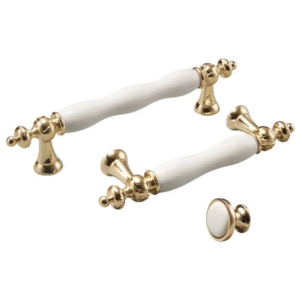 Modern Ceramic Cabinet Door Handles Minimalist Gold Silver Drawer Handle Light Luxury Ceramic Material Wardrobe Door Handle