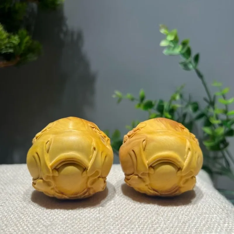 Hand-Carved Boxwood Zhong Kui Baoding Balls - 2