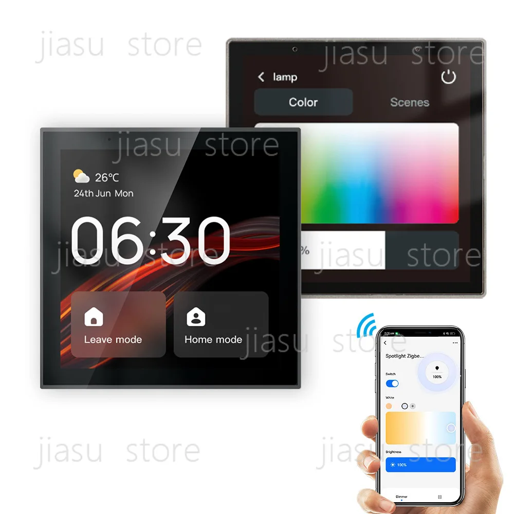 4 Inch Full Screen Smart Home Central Control Panel Linux Version Built-in Zigbee Gateway & Alexa Voice Control