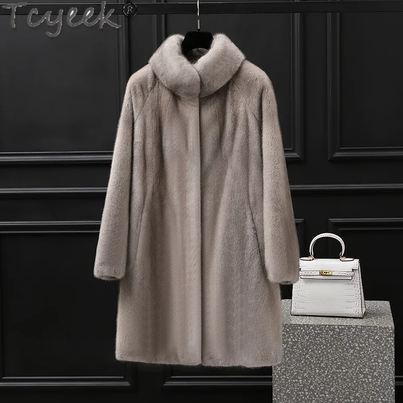 

Tcyeek Natural Mink Fur Coats for Ladies Mid-length High-end Real Fur Coat Women Elegant Winter Jackets Women's Fur Jacket 2023