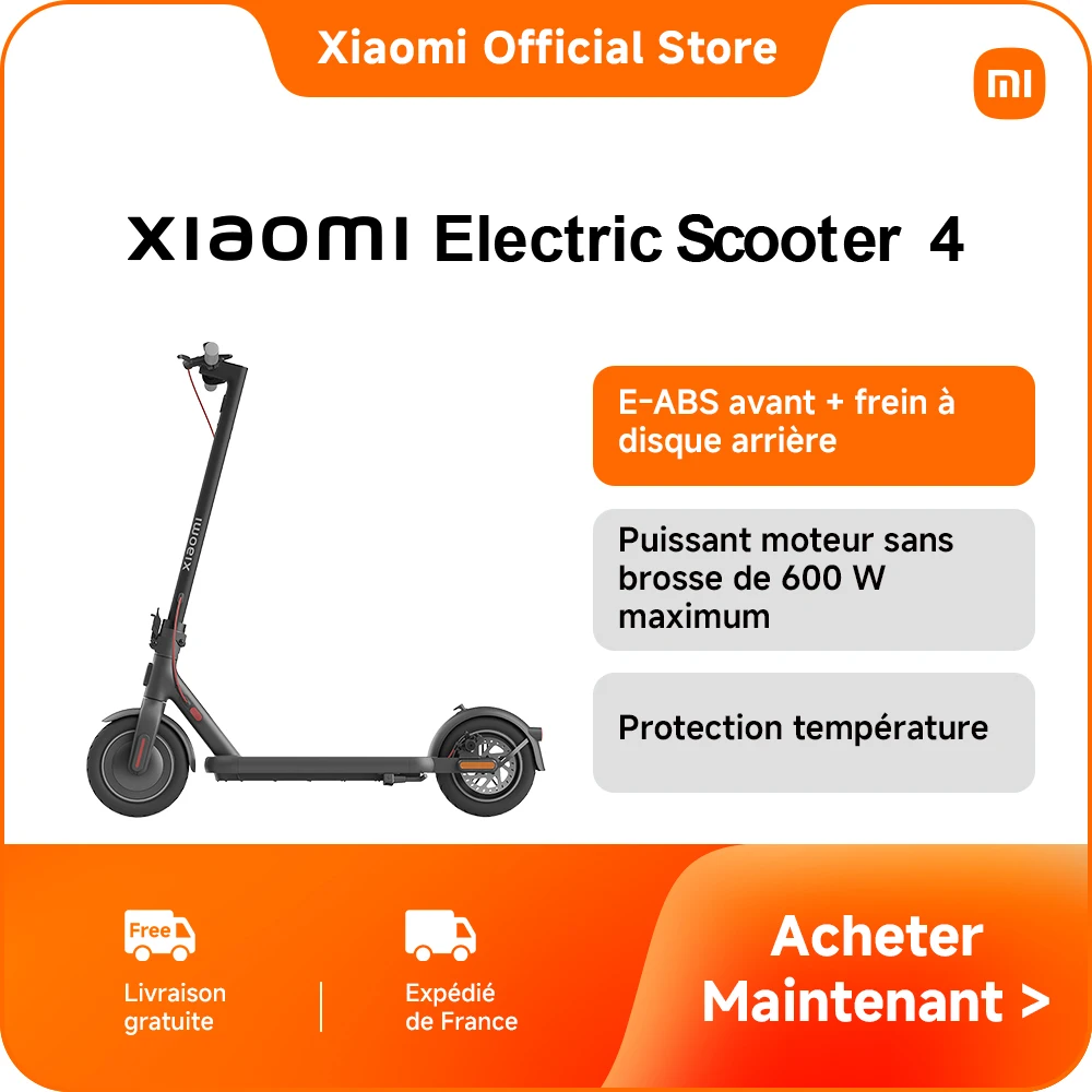 [Officiel] Xiaomi Electric Scooter 4 | 600 W  Puissance max, 25 km/h Vitesse max, Double système de freinage