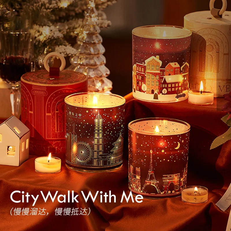 

130g Christmas Scented Candles Luminous Glass Cup Starry Sky Glow Aromatherapy Romantic Fragrance Birthday Gifts Home Decor