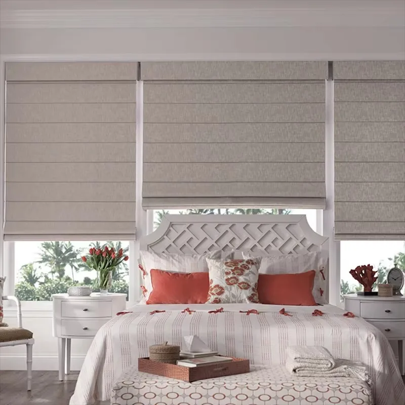 Wholesale European Style Fabric Roman Shades Electric and Manual Roman Blinds