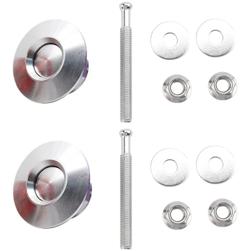 Super Sale 2 PCS Push Button Quick Release Hood Bonnet Pins Lock Clip Car Bumper Latch Kit Silver