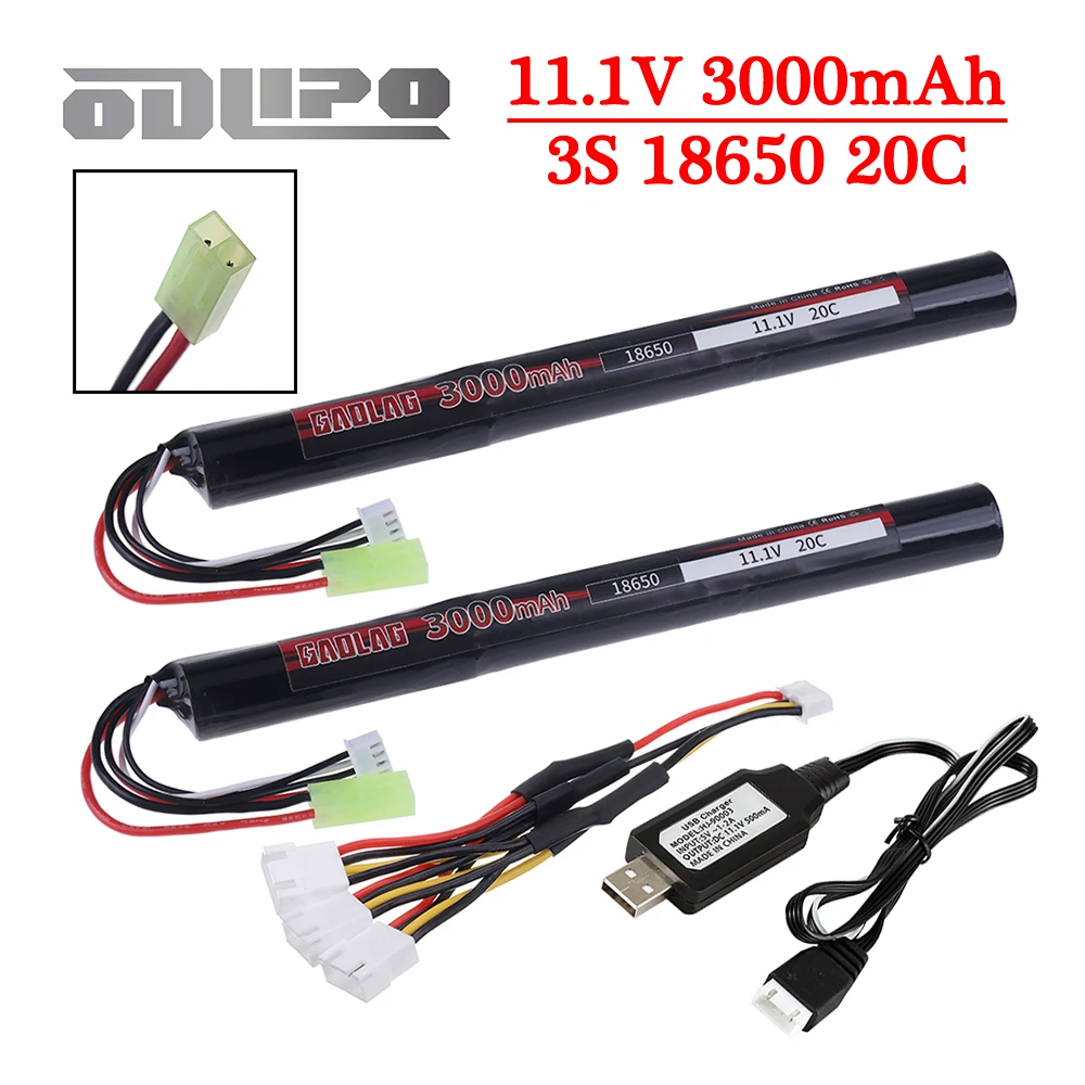 11.1V 3000MAH 18650 20C 3S Battery for AKKU Mini Airsoft Gun Battery With Small Tamiya Plug 3S Water Gun RC Model Toys battery