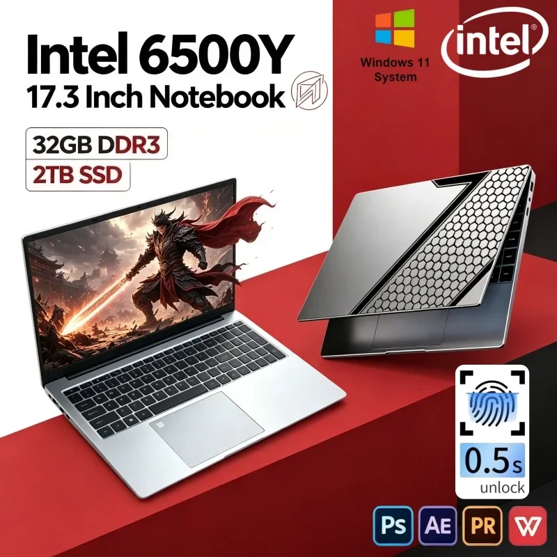 Best Seller 17.3 Inch Notebook Intel 6500Y 16GB/32GB 2TB SSD Win11 Ultra Thin Office Gaming Computer