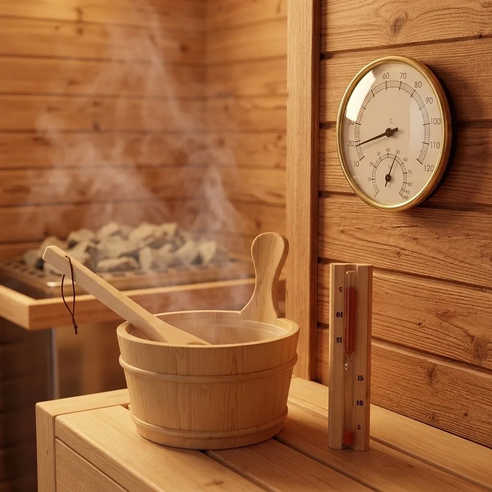 Sauna Ladle Spoon Sauna Accessory Set Complete Sauna Solution Hassle-free Setup Natural Wood Material Moisture Level Monitor