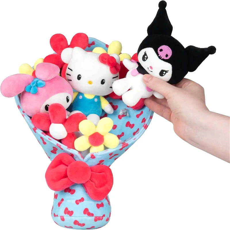 

12.6 Inch Sanrio Plush Bouquet Cute Hello Kitty Kuromi Stuffed Flower Bouquet Toy Birthday Valentine Celebration Gift for Girls