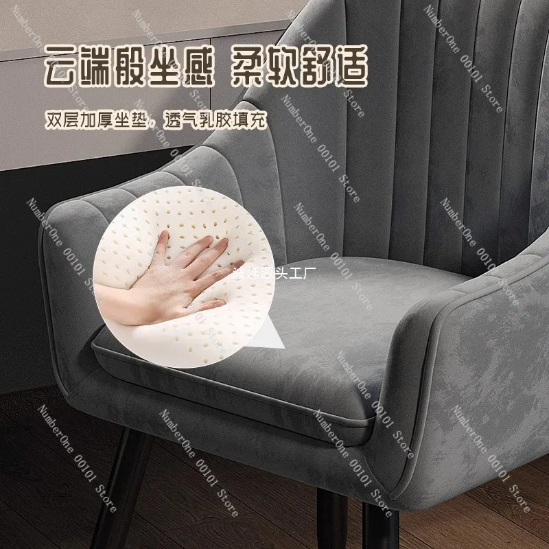 Simple and Elegant Makeup Chair for Dressing Table, Light Luxury Dining Chair with Backrest, Ideal for Bedroom Nail Art Stations view 4