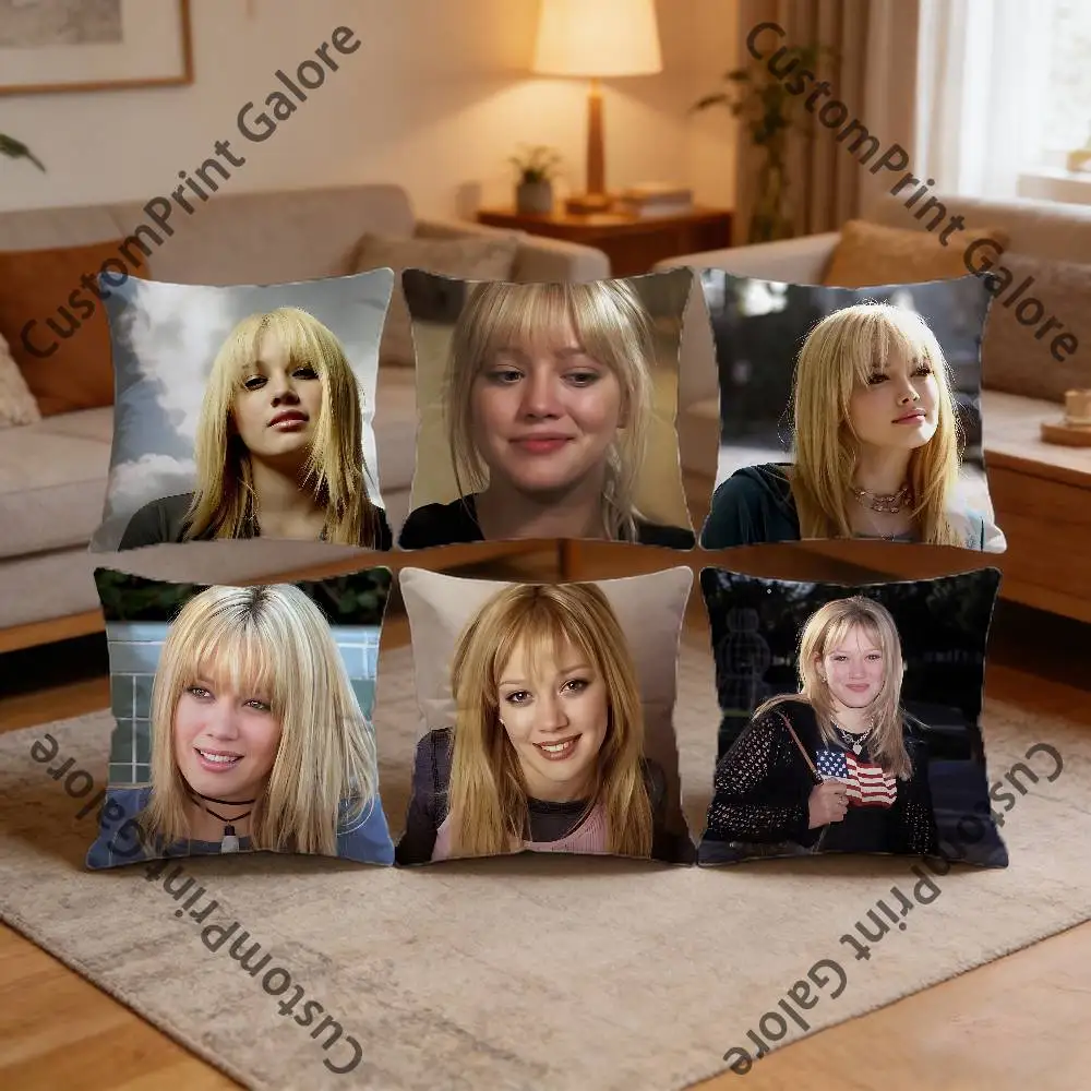 

H-Hilary D-Duff Square Throw Pillow Cover Multiple Sizes Soft for Sofa Bedroom Living Room Home Decorative