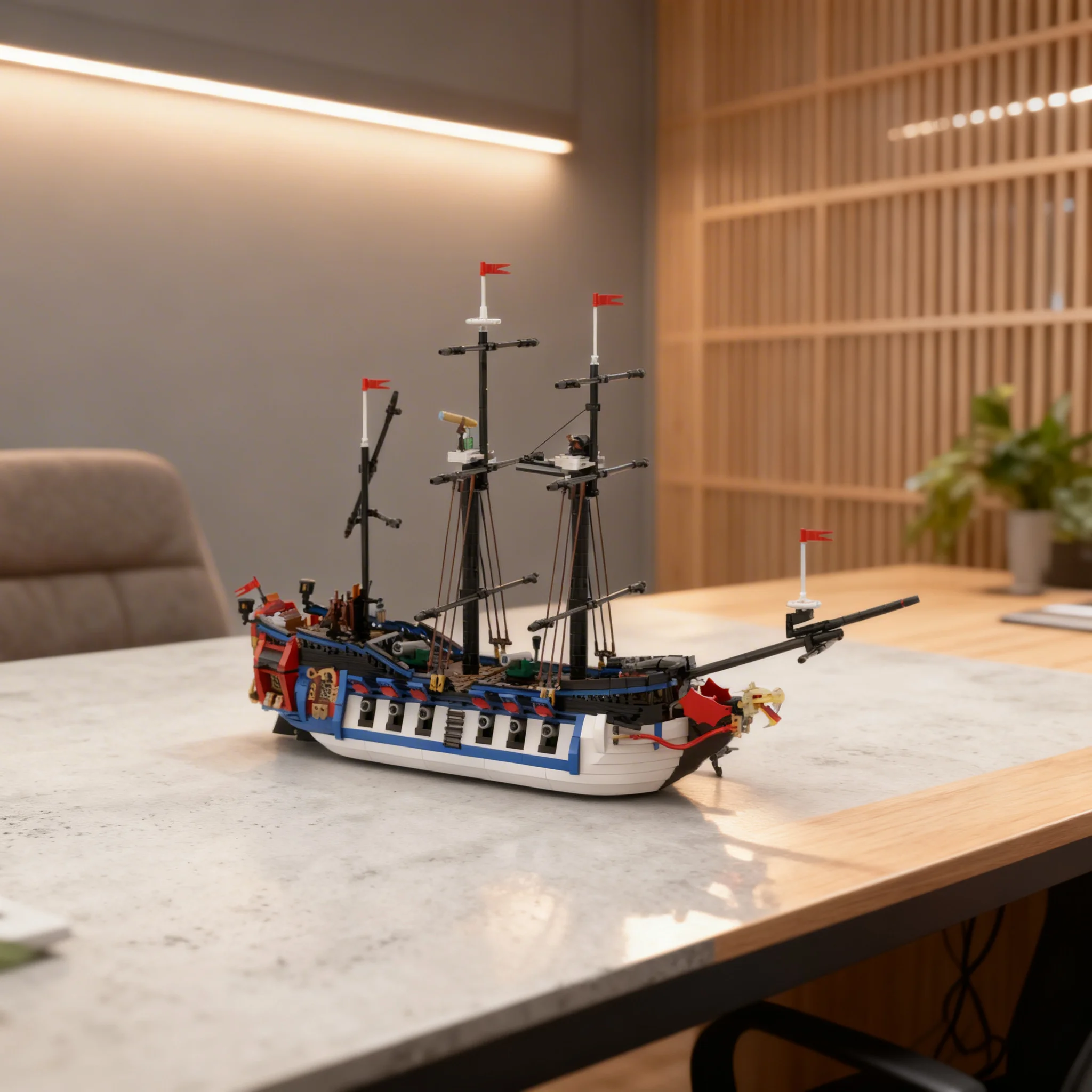 1825pcs MOC Armada Flagship V1 0 Pirate Ship Model Building Blocks Home Decor Desk Display Shelf Accent Premium Gift For Adults