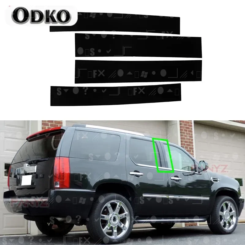 Glossy Black Pillar Posts Window Cover Trims Sticker for Cadillac Escalade 2007 2008 2009 2010 2011 2012 2013 2014 Accessories