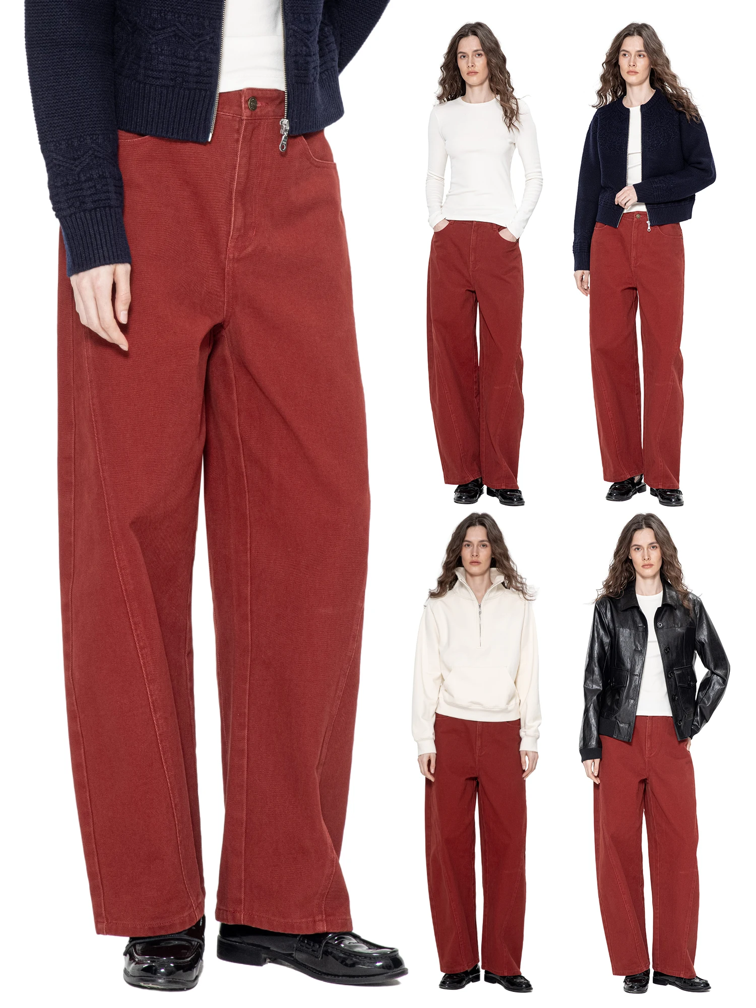 

Bla Hole Trou Noire 2026 Spring Summer New Sle Red Scythe Denim Pants Women's Long Trousers Casual Flattering Fit Jeans