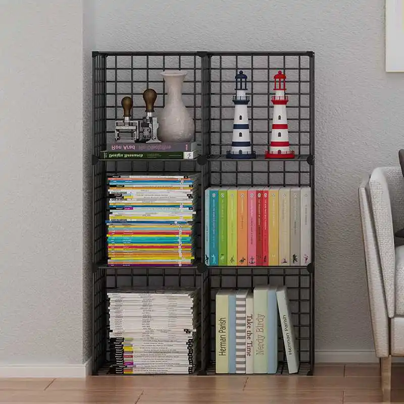 

2 Row 6 Layer Stackable Wire Cubes Storage Organizer Bookcase DIY Wire C Grids Storage Shelves Cabinet Closet Metal Bookshelf