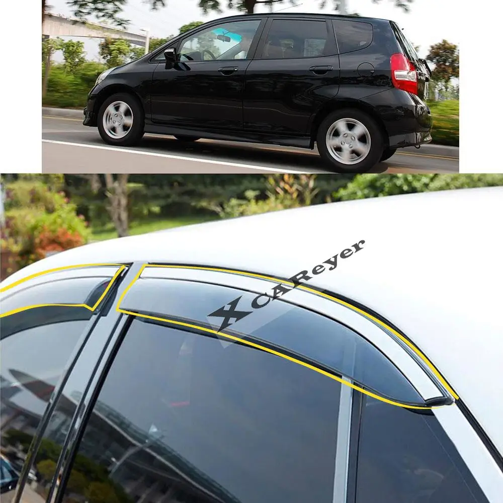 For Honda Fit Jazz Hatchback 2002 2003 2004 2005 2006 2007 Car Sticker Plastic Window Glass Wind Visor Rain/Sun Guard Vent Parts