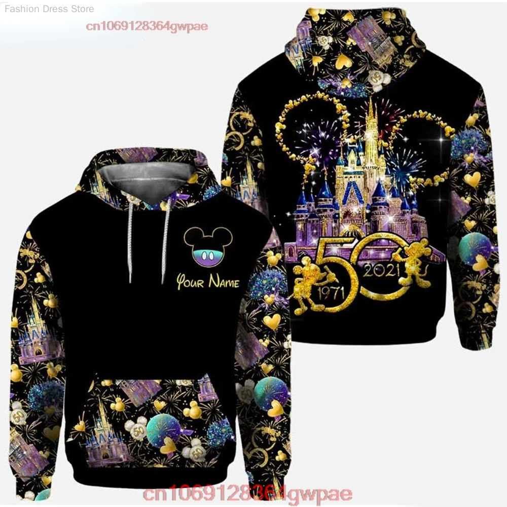 Disney Magic Kingdom 50th Anniversary 3D Hoodie Disney 3D Hoodie For Men Women Zip Hoodies