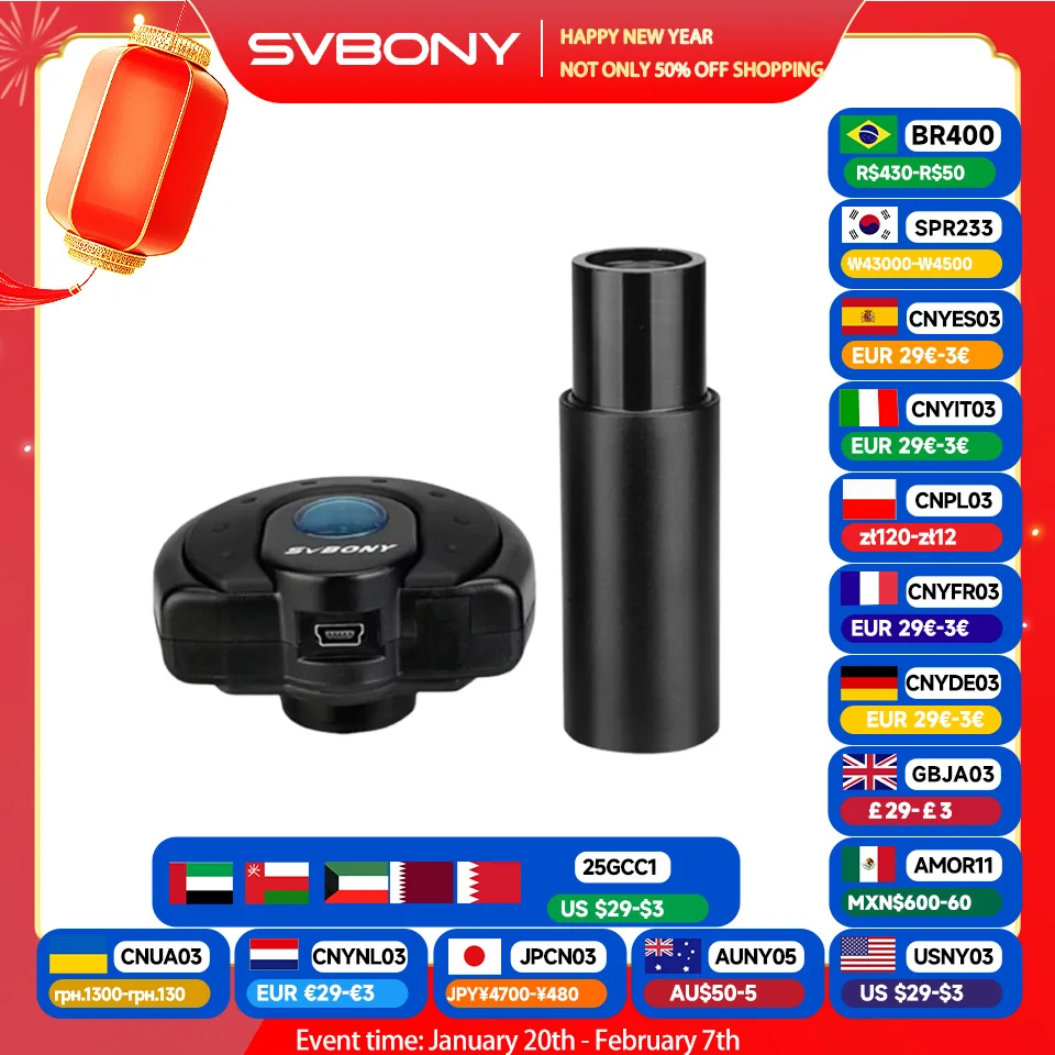 Svbony SV189 1.3 Million Pixel USB2.0 Digital Camera Suitable for Microscope, Color Photography and Video