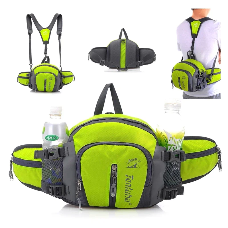 Men Women Hiking Travel Waist Bag Outdoor Fishing Riding Sports Water Bottle Waist Bags Shoulder Messenger Camera Bag Rucksack