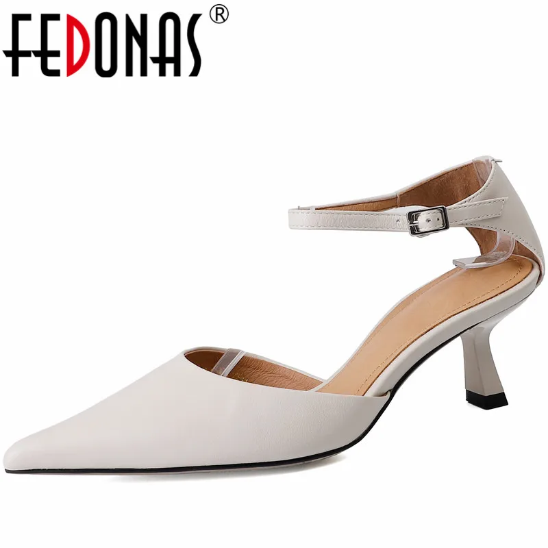 FEDONAS 2024 Basic Thin High Heels Women Sandals Spring Summer New Genuine Leather Pumps Shoes Woman Elegant Office Ladies Party