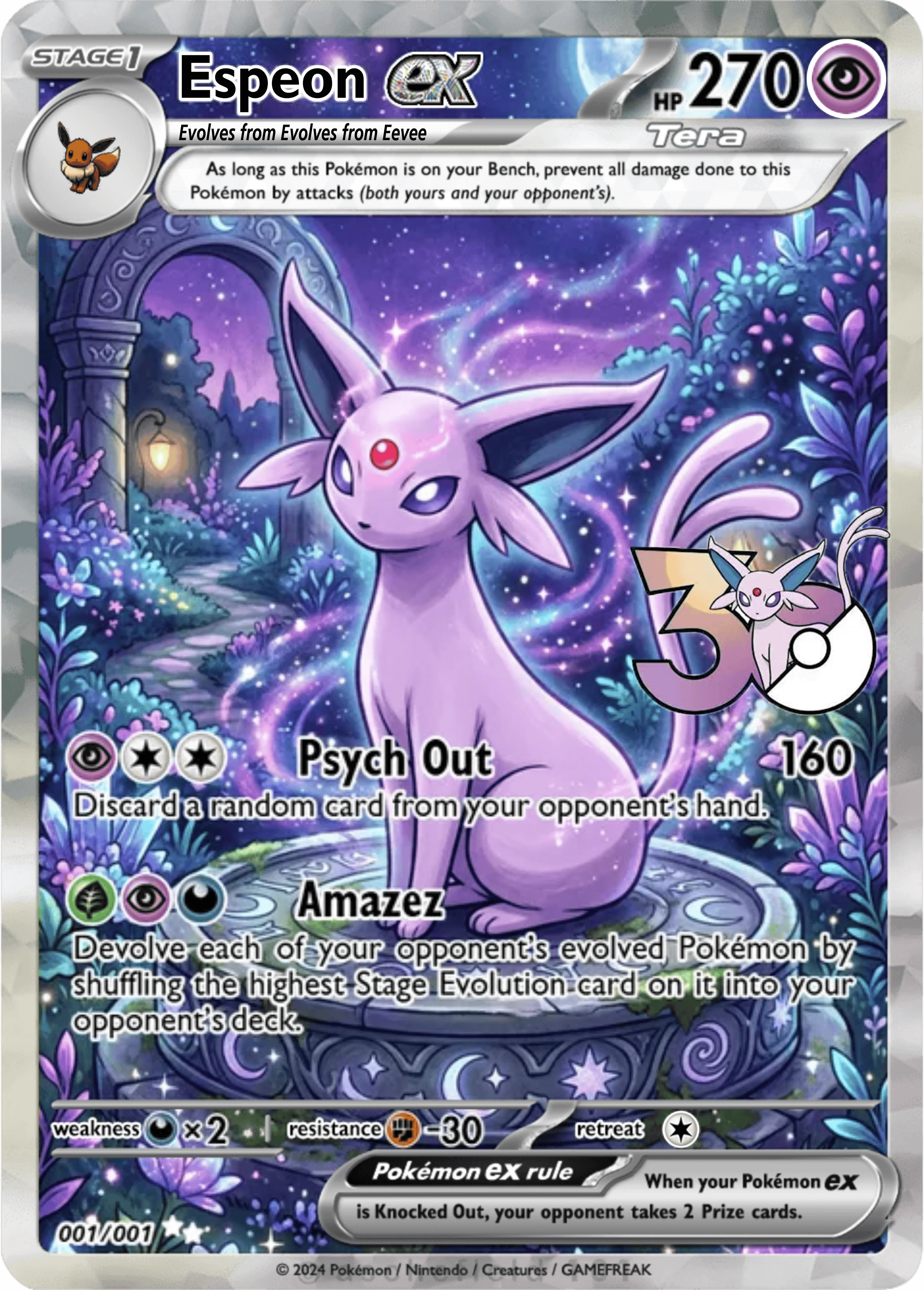 Carte à collectionner Flash Signature DIY Pokémon 30ème Anniversaire Eevee Umbreon PTCG Sylveon, à personnaliser, pour fans, cadeau Anime Dessin Animé