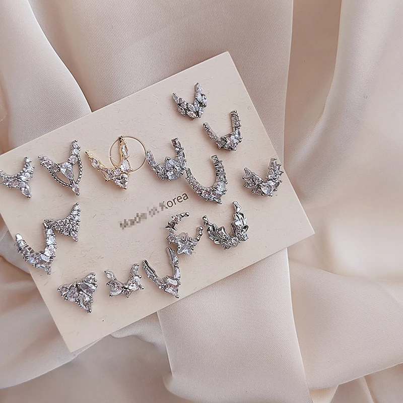 10 Stück Pfahlbohrer im französischen Stil, Textur, Nageldekoration, Zirkonia, Strass-Accessoires, schillernder Edelstein, floraler Stil, Kristall