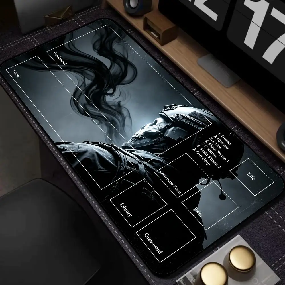 Abstract Black Skeleton Art Print Big Size Desk Pad  Non-Slip Rubber Extended Game Desk Mat for PC Gamers mouse pad
