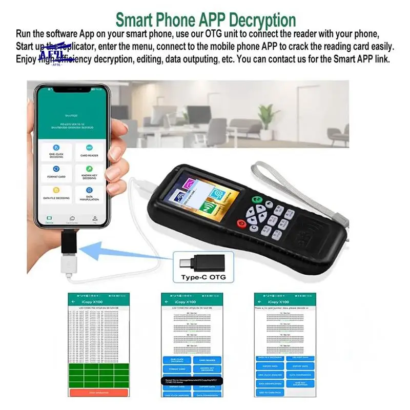 

AF91-Multi Frequencies RFID Smart Card Programmer, RFID Reader Writer Duplicator, NFC Reader, Encrypted Card Decoder