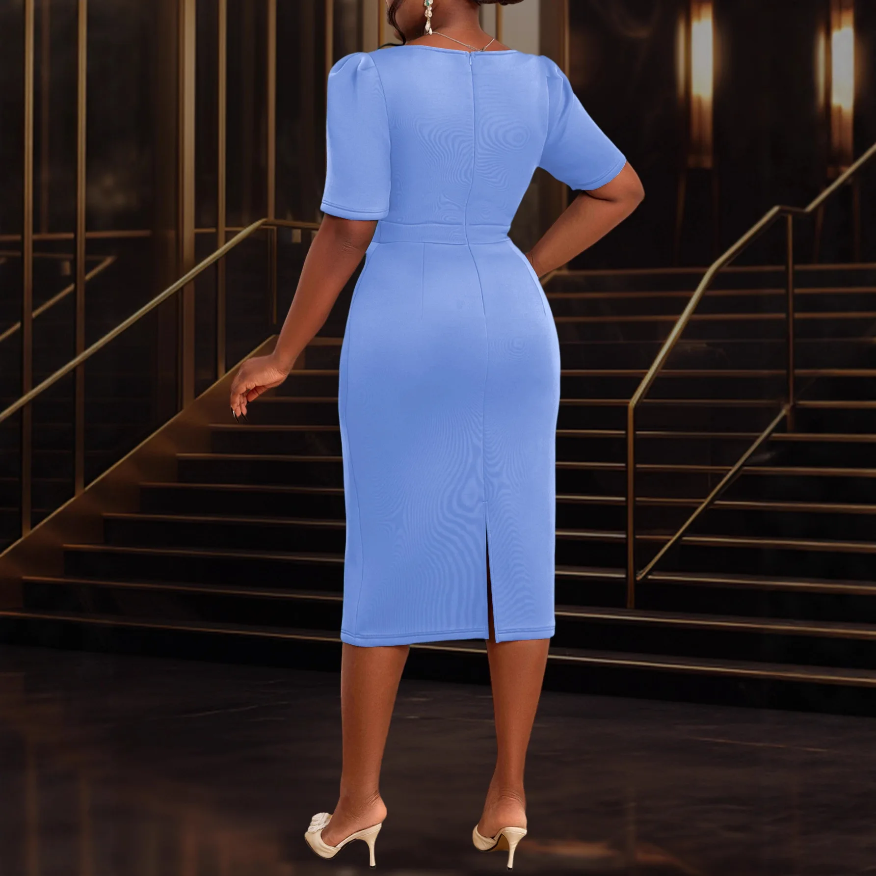 Mode driedimensionale bloemen korte mouw jurk elegante hoge taille bodycon slanke feestjurk jurk gewaad vestido damesfeest