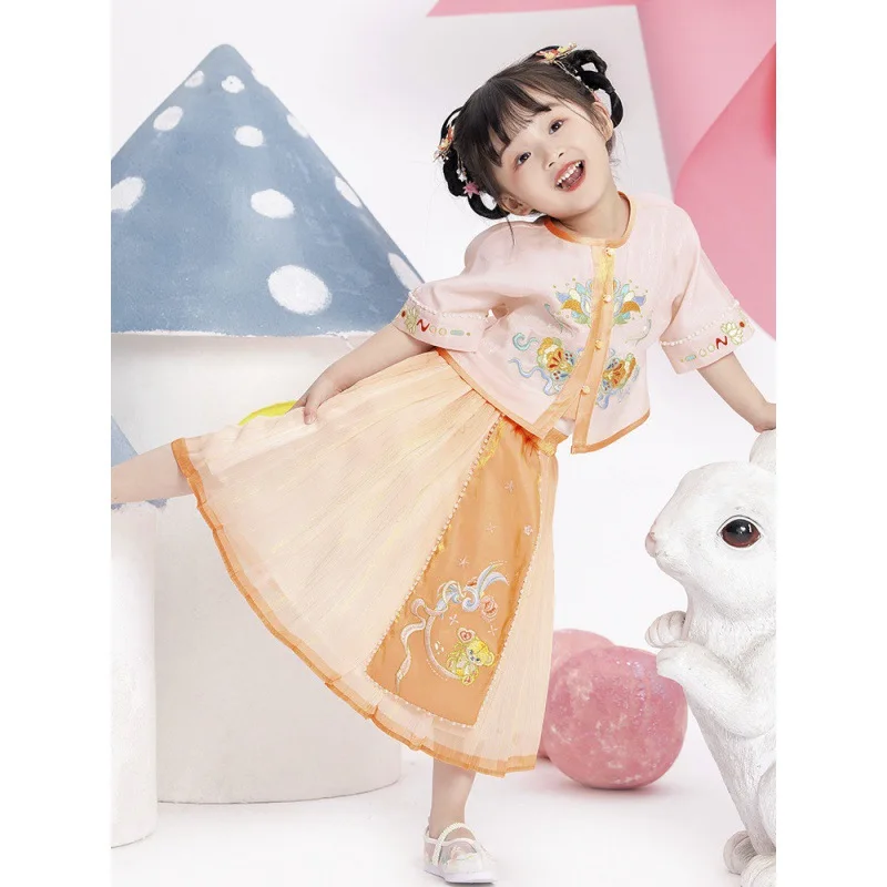 Xizi asheed Hanfu-ropa de verano para niña, conjunto de falda, Super Fairy, estilo antiguo, vestido para niña pequeña, estilo chino, Tang mejorado, nuevo