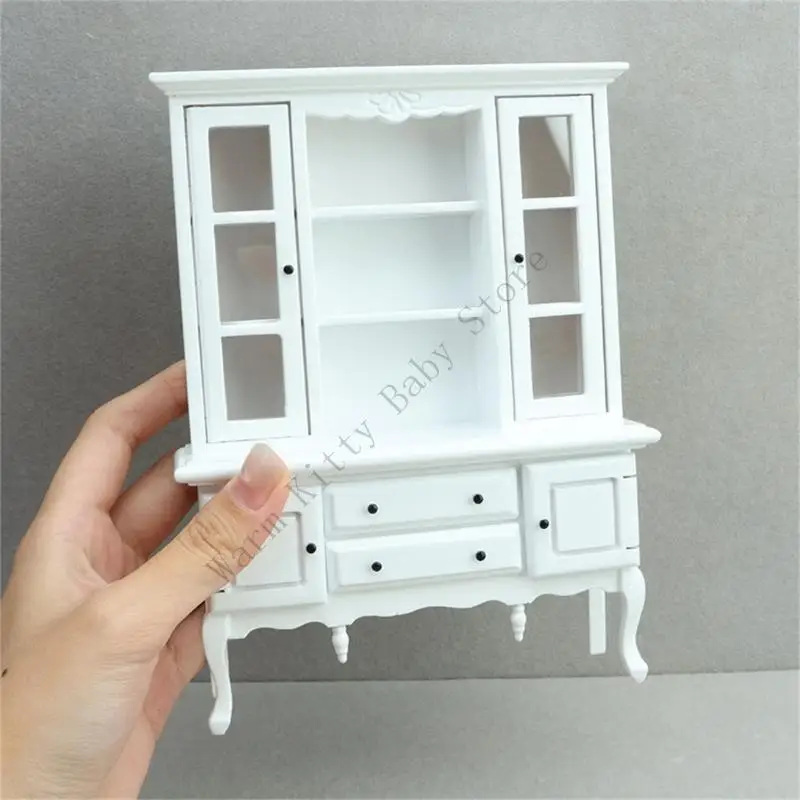 Maison de poupée Miniature Vintage en bois, échelle 1:12, armoire à vin, modèle Mini casier rétro européen, bibliothèque, meubles de maison de poupée, jouet