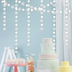 Winter Wonderland Party Decoration Frozen Birthday Party Paper Snowflake Garland Hanging for Christmas Snow Decorations for Home