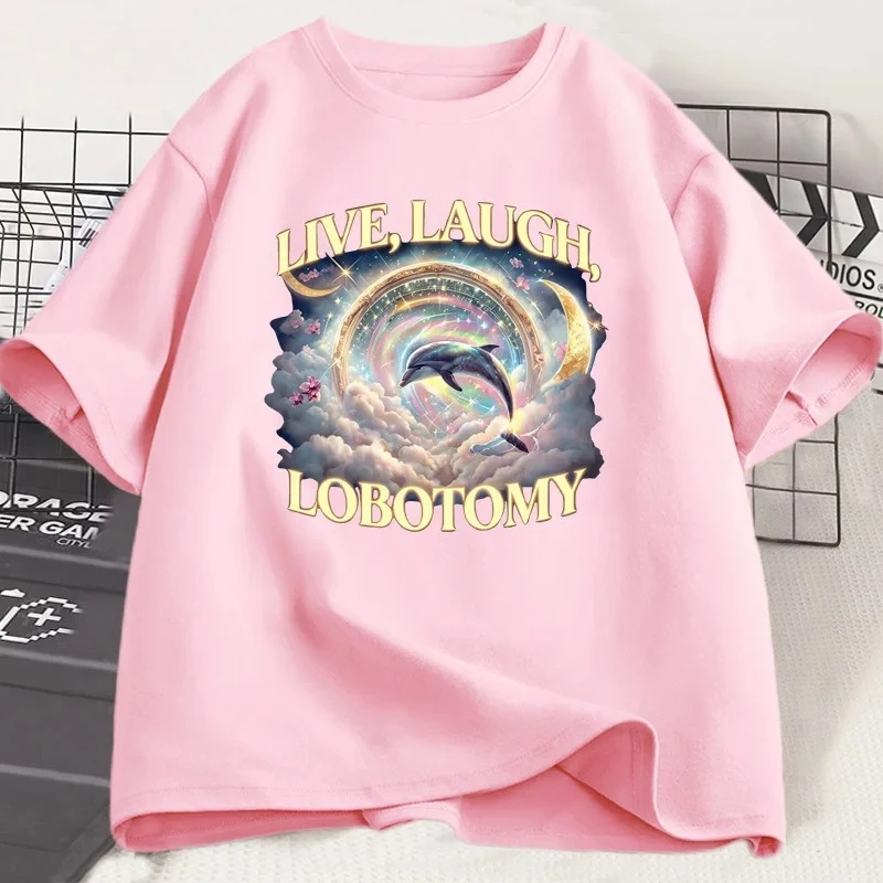 لايف اضحك لوبوتومي تي شيرت الرجال النساء مضحك دولفين WomenT-shirt سخيفة قصيرة الأكمام غريب خمر الجرافيك تي شيرت الصيف Y2K #5