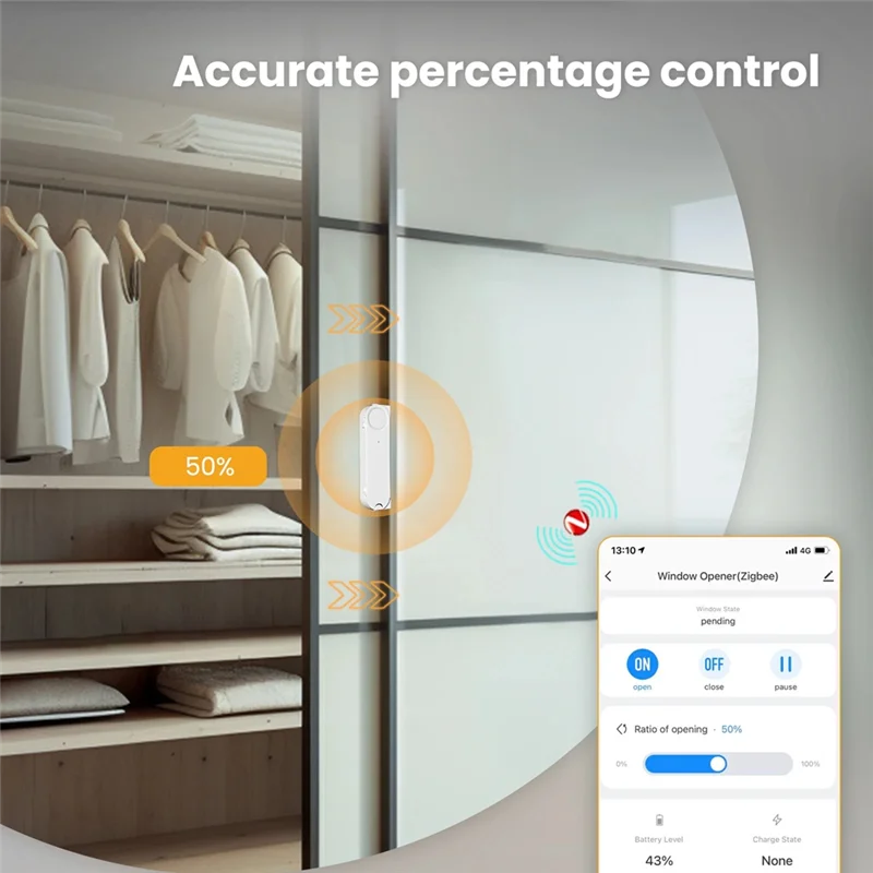 AB41-Tuya Zigbee 스마트 슬라이딩 윈도우 푸셔 자동 오프너 클로저 Alexa Google 홈용 태양광 충전 App 원격 제어