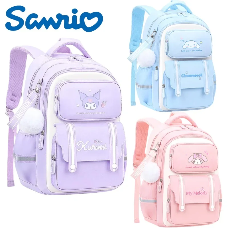 New Sanrio Spine Protector Backpack Cartoon Kuromi Large Capacity Waterproof School Bag Portable Storage for Student Textbooks