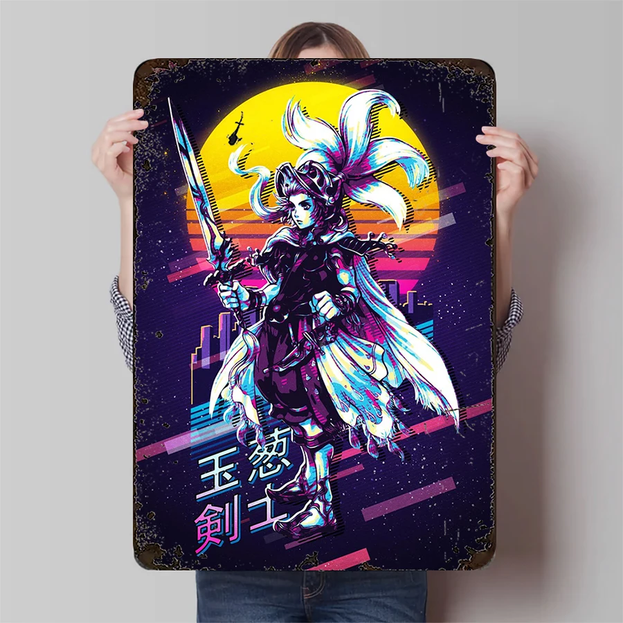 Cyberpunk Style Onion Knight Metal Wall Art Game Character Decorative Painting Living Room Study Room Wall Decoration Ornament