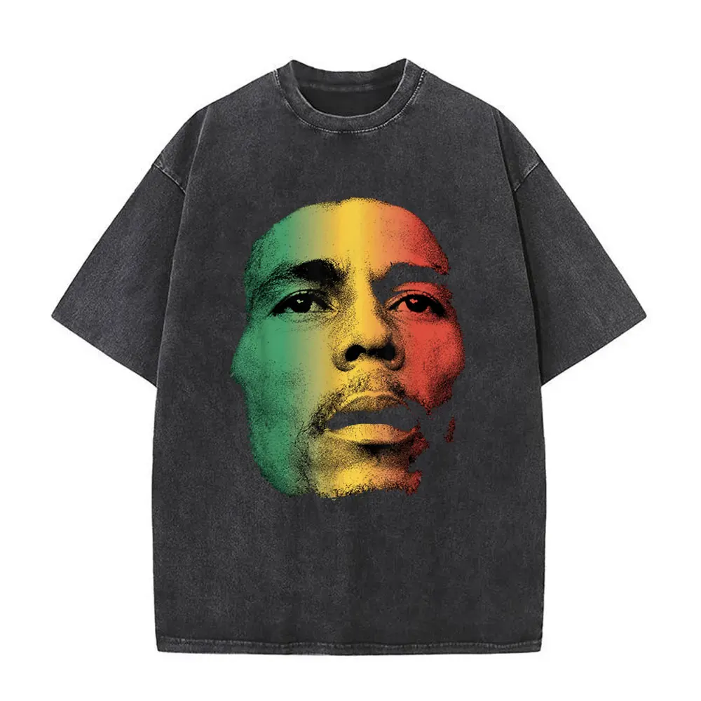 T-Shirt Vintage en Coton Délavé pour Homme, Originateur de Reggae, Bob Marley, One Love, Album Graphique, Classique