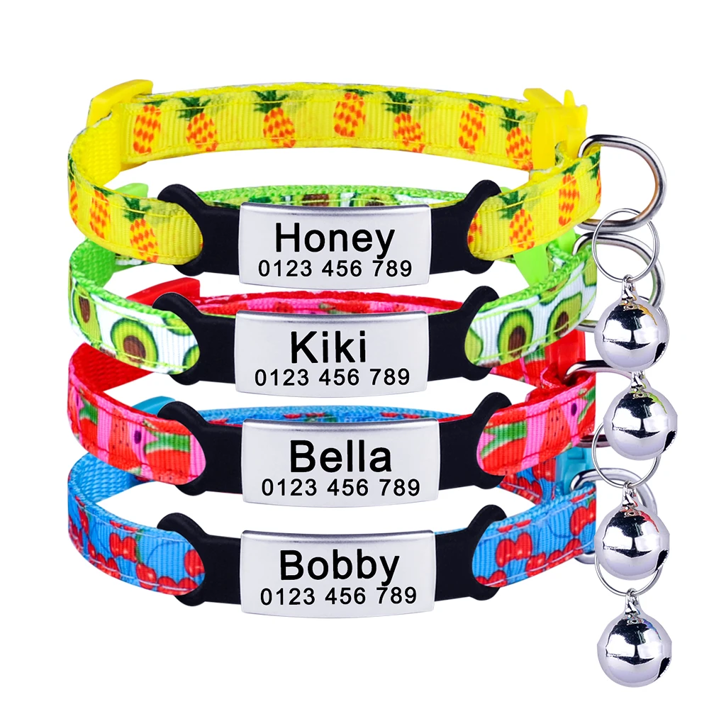 Customize Name Cat Collar Fast Breakaway Nylon Personalized Id With Bell Pet Products Small Adjustable Unisex Kitten Supplies