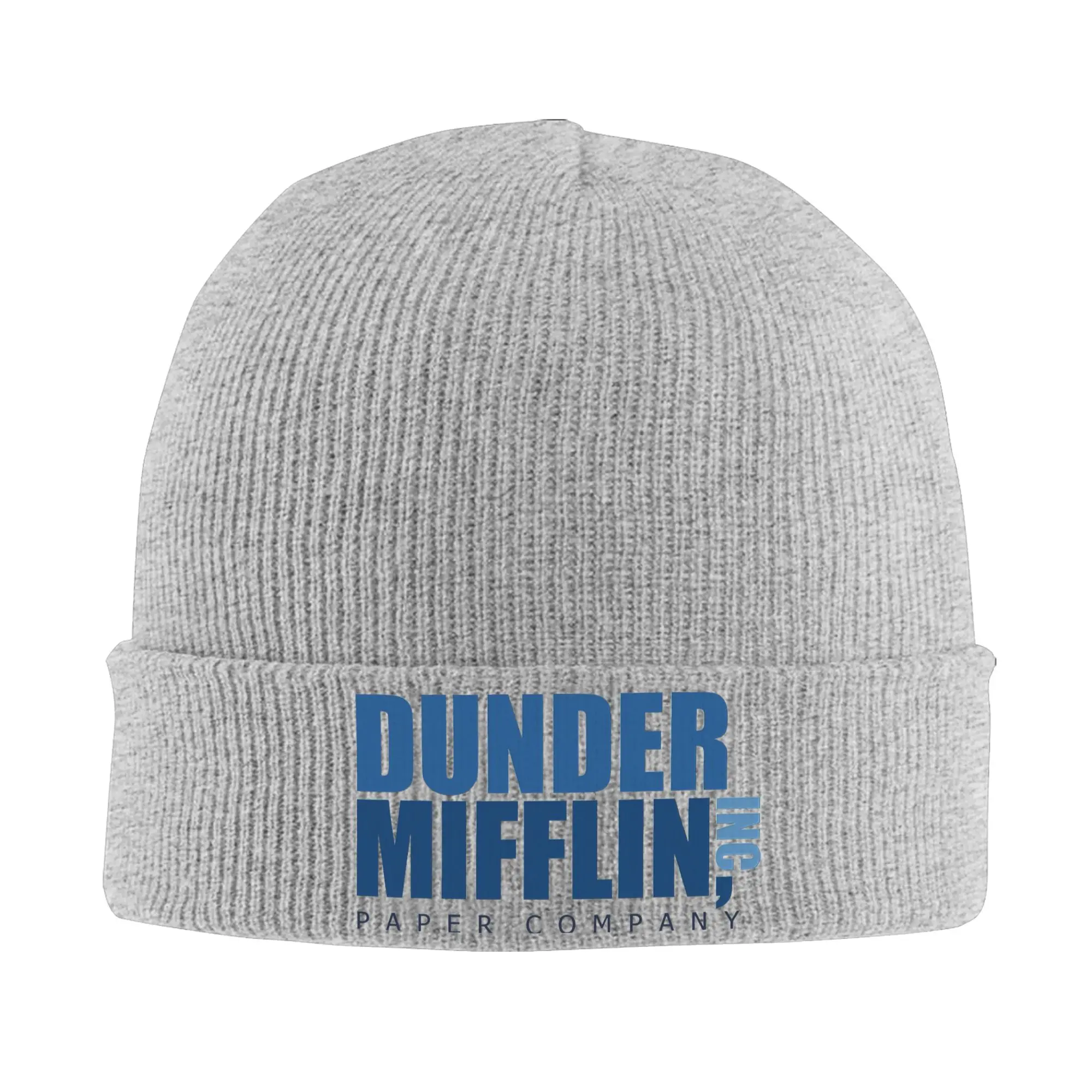 Dunder Mifflin Logo Knitted Hat  Vintage Caps Men Women Hippie Beanie Hats Spring Printed Warm Soft Bonnet Hats