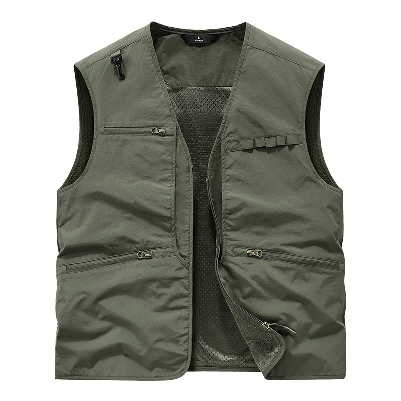 

Loose Fit Outdoor Workwear Svel V-Ne Vest Men's Spring Autumn New Sle Big Size Outerwear Early Autumn Coat Breathable