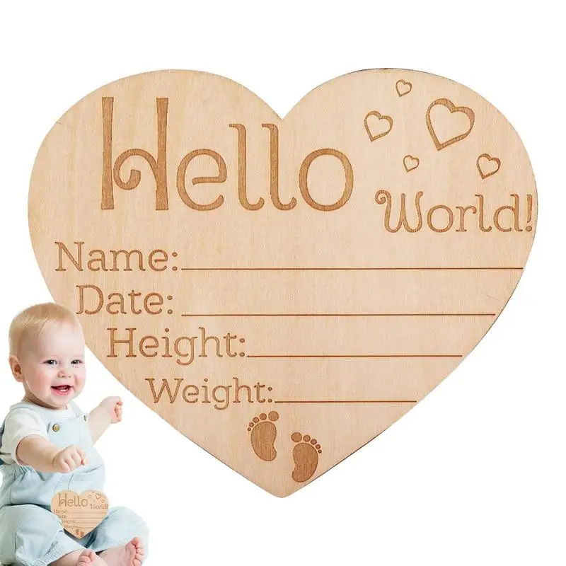 

Engraved Birth Stats Sign Newborn Announcement Welcome Baby Card DIY Wooden Card Birth Gift Baby Stage Card