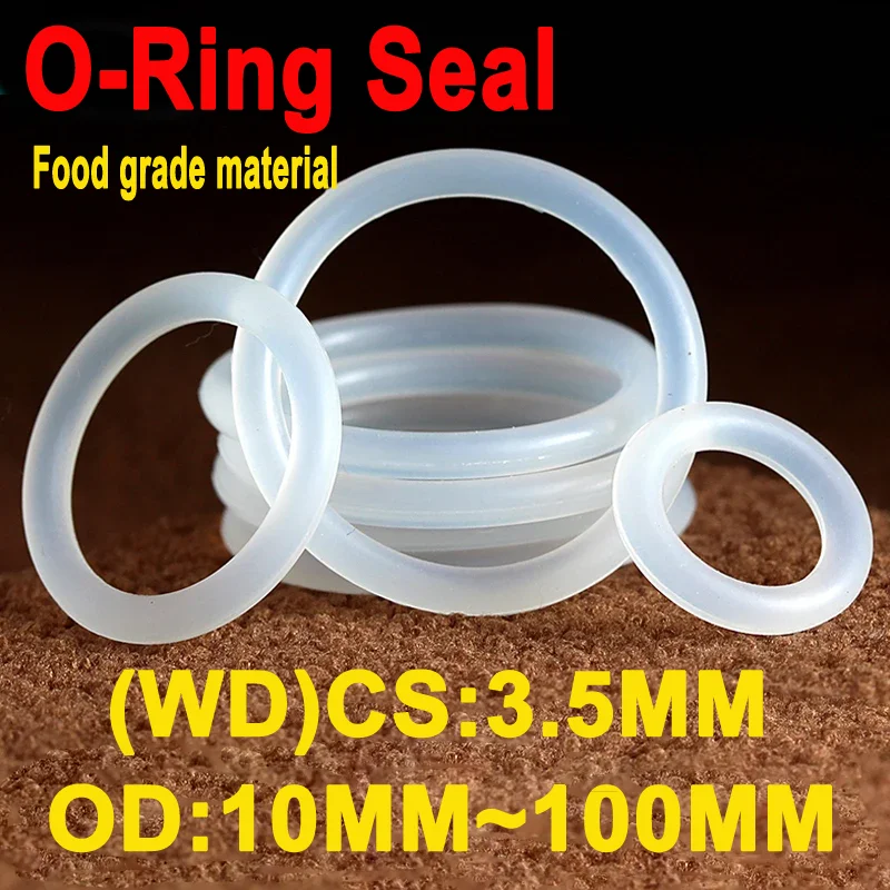 VMQ CS 3,5 mm O-ring Anello in silicone Anello di tenuta in silicone bianco Sigillante a forma di isolamento in silicone per uso alimentare OD10-100mm